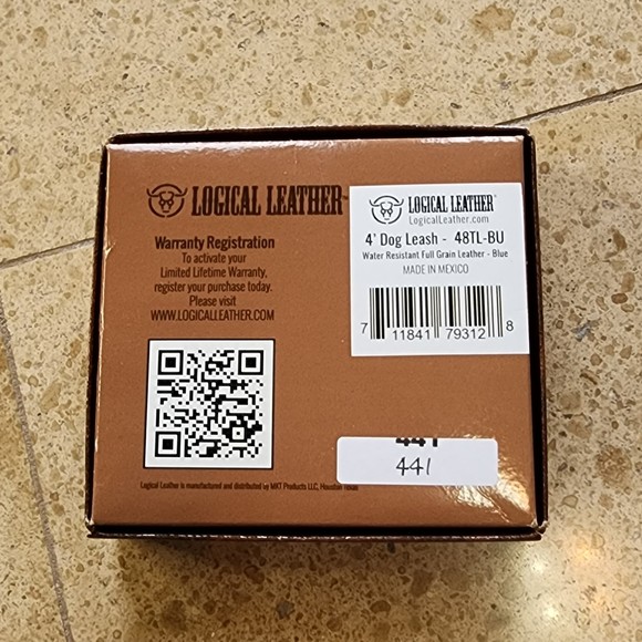 Logical Leather LEATHER DOG TRAINING LEASH 4' Blue - Picture 4 of 5